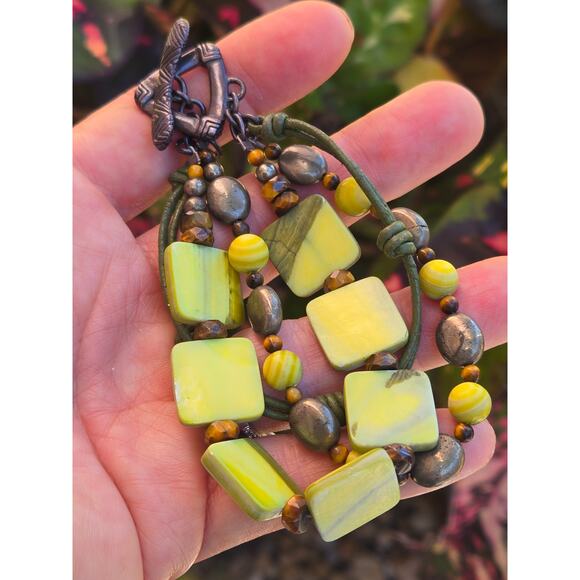 SILPADA Sterling Silver Green Mother of Pearl Multi Strand Toggle Bracelet B1132 - Picture 6 of 7